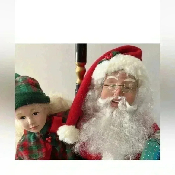 Vintage 1993 Holiday Creations Animated Dancing Santa,Girl lighted Lamp … - Picture 4 of 9